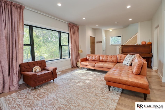 living room with light wood-type flooring