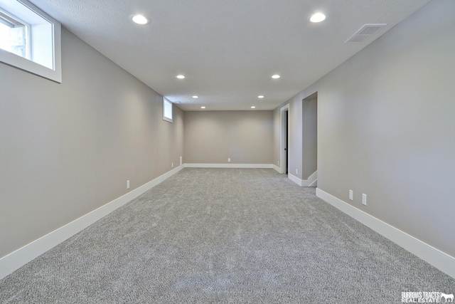 basement with carpet