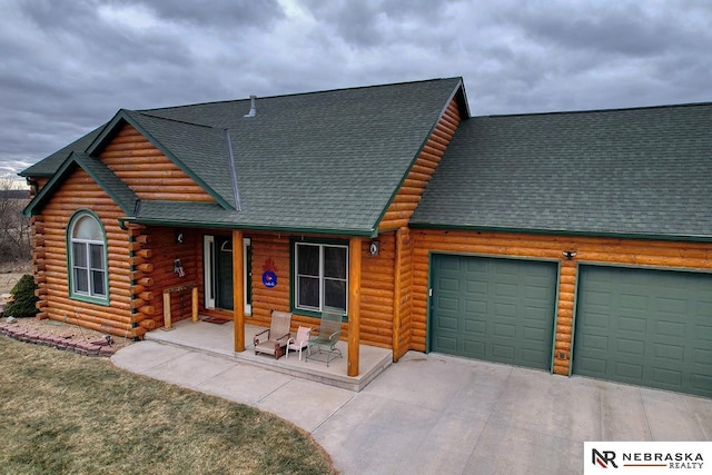 cabin with a garage