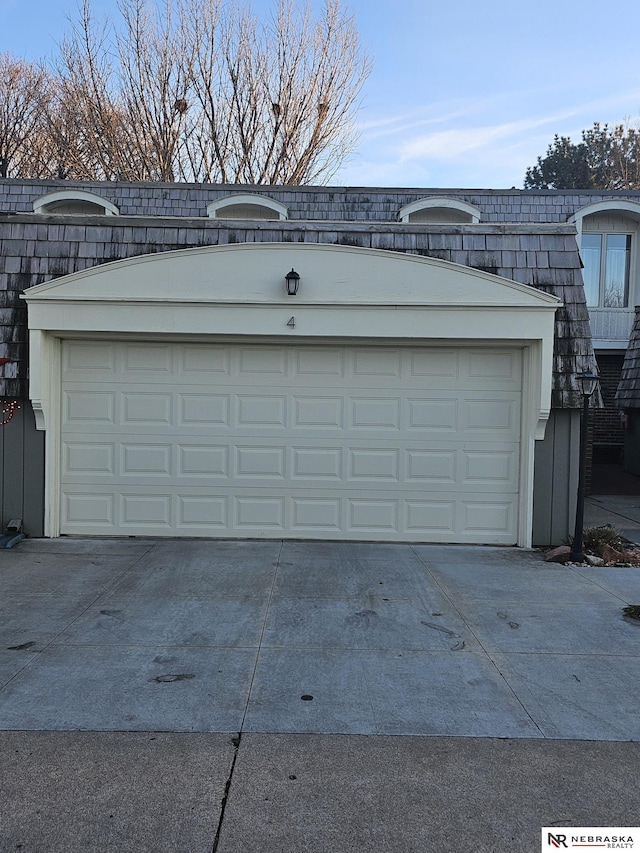 view of garage