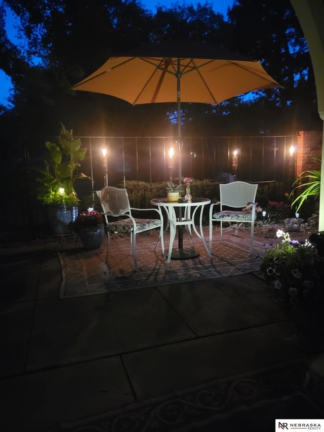 view of patio at twilight