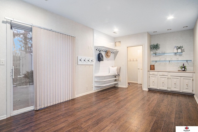 mudroom featuring dark hardwood / wood-style flooring