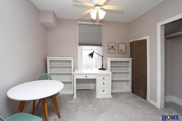 interior space featuring ceiling fan