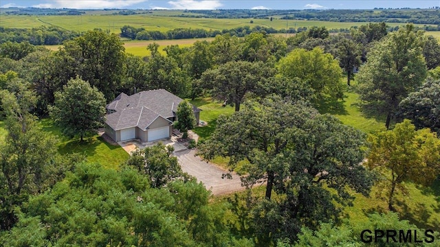 bird's eye view with a rural view