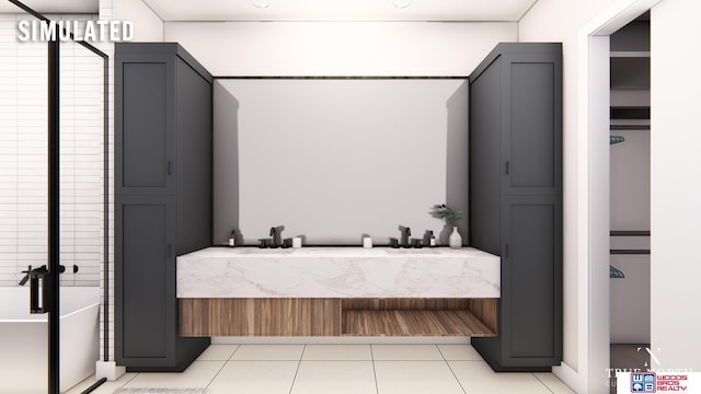 bathroom with tile patterned floors