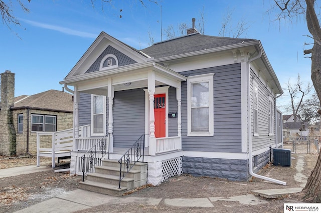 view of front of house featuring central AC unit