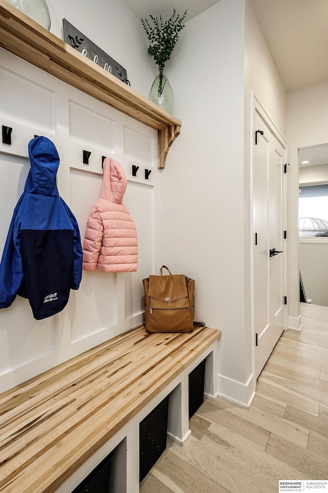 mudroom featuring light wood-type flooring