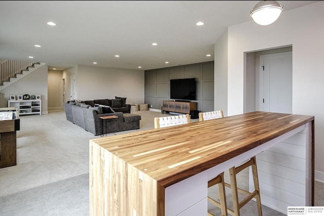 view of carpeted dining space