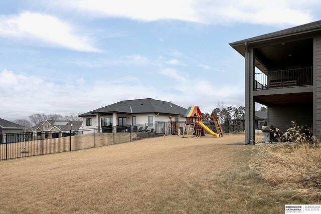 view of yard featuring a playground