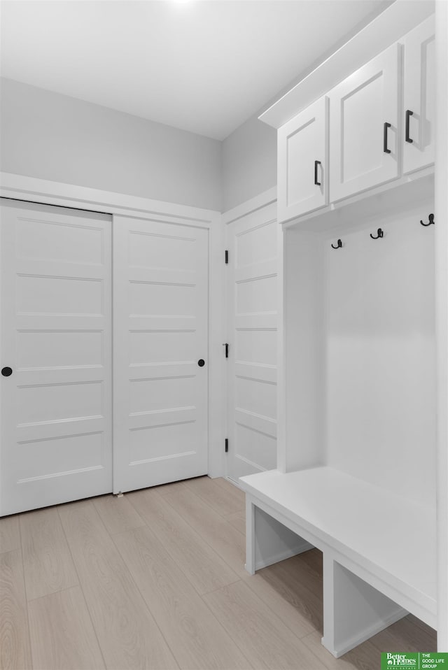 mudroom featuring light wood-type flooring