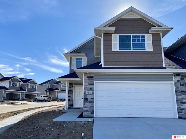 view of front of house with a garage