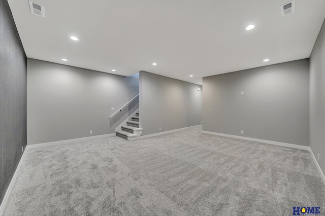 basement featuring carpet floors