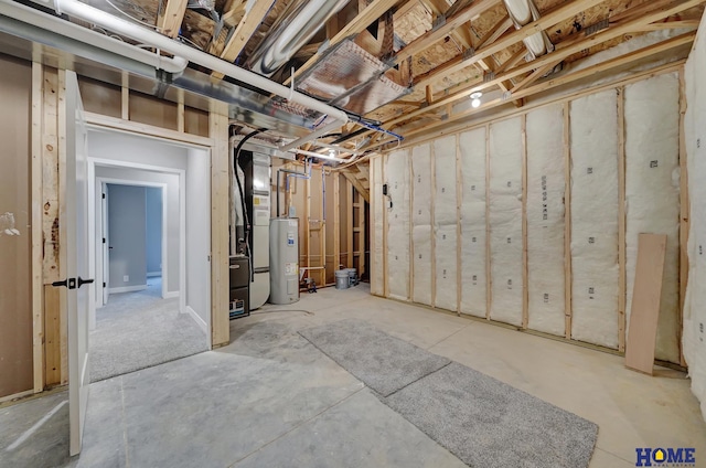 basement featuring electric water heater