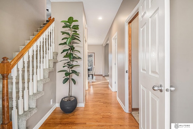 hallway featuring light wood-type flooring