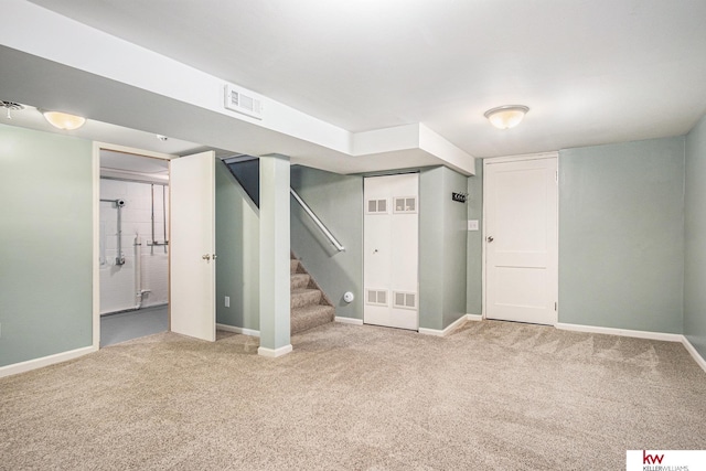 basement with carpet