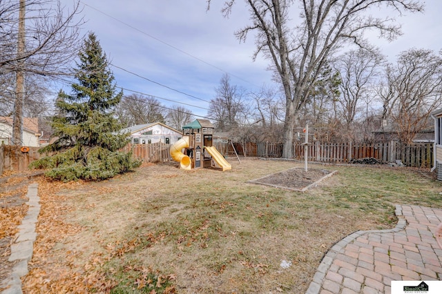 view of yard featuring a playground