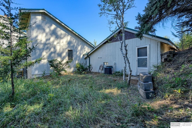 view of home's exterior featuring central air condition unit