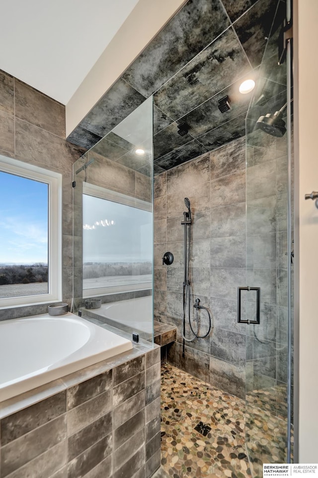 bathroom with independent shower and bath