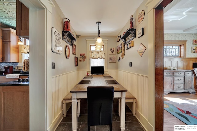 dining room with dark wood-type flooring