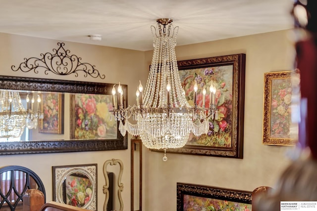 room details with a chandelier