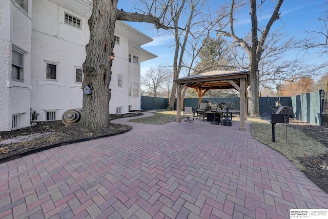 view of patio / terrace featuring a gazebo