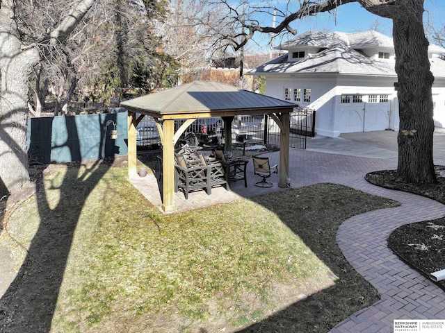 view of yard with a gazebo and a patio area