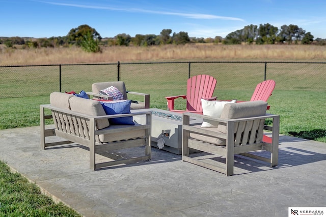 view of patio / terrace featuring a fire pit