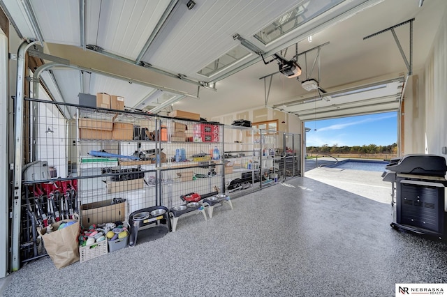 garage with a garage door opener