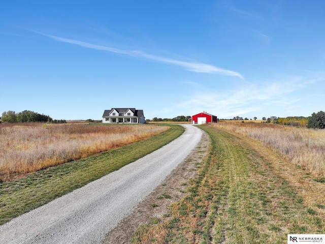 view of road featuring a rural view