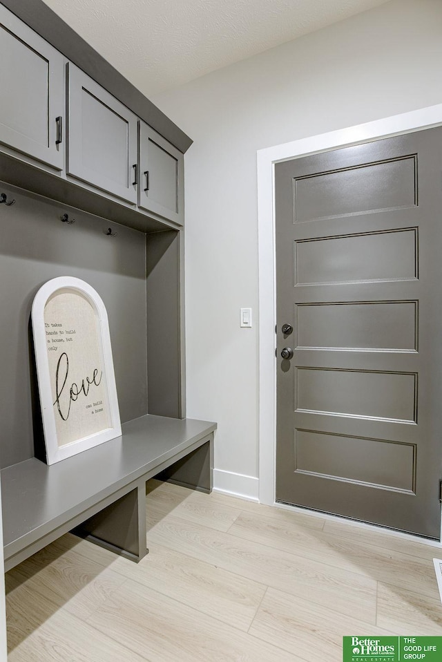 mudroom featuring light wood-type flooring