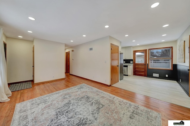 living room featuring light wood-type flooring