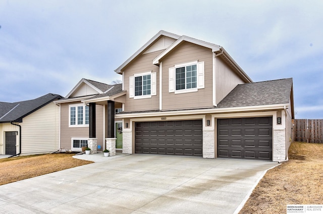 view of front of house with a garage