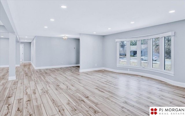 unfurnished living room featuring light hardwood / wood-style flooring