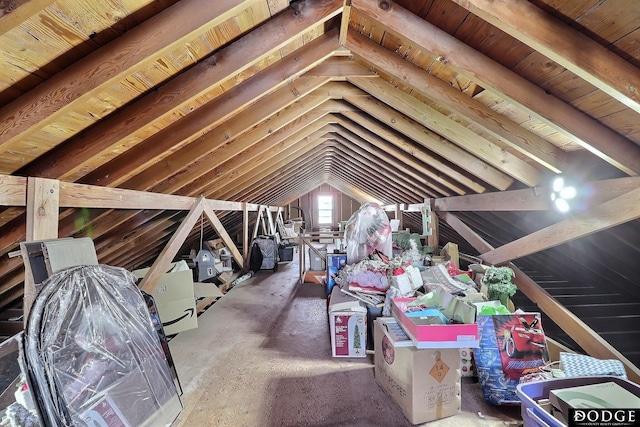 view of unfinished attic