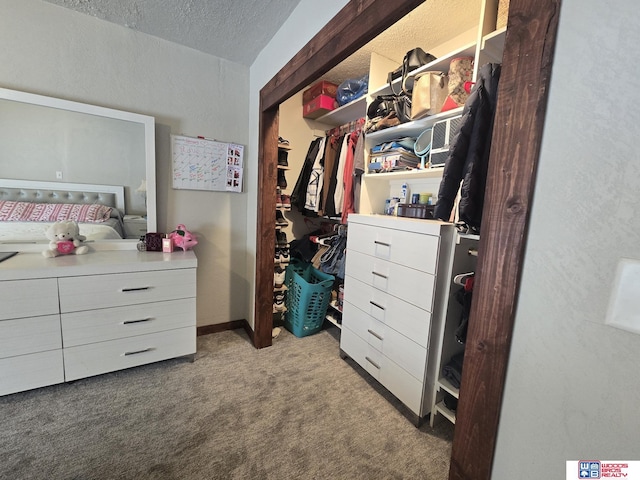 spacious closet featuring light carpet