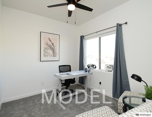 14803 Willow St, Bennington, NE 68007 - home office featuring a ceiling fan and baseboards