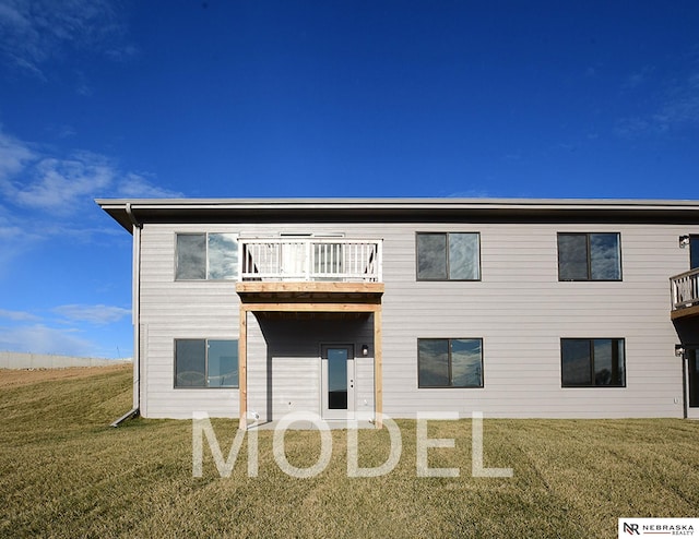 14803 Willow St, Bennington, NE 68007 - view of front of property with a front lawn and a balcony