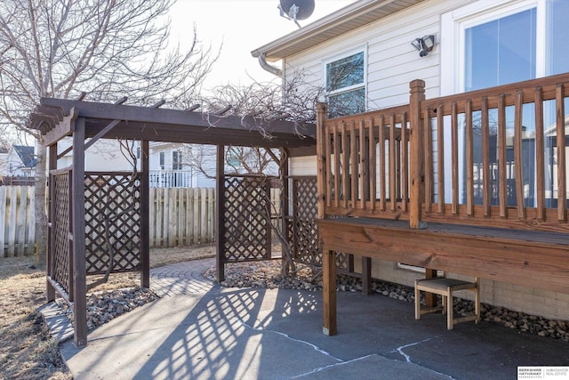 view of patio / terrace featuring a pergola and a deck