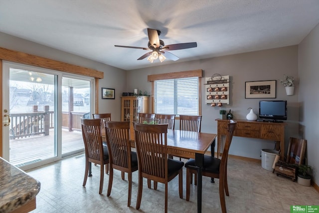 dining area featuring ceiling fan and plenty of natural light