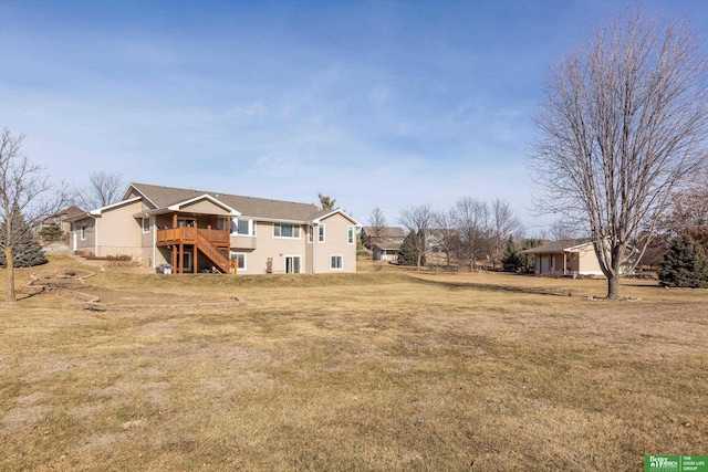 view of yard with a deck