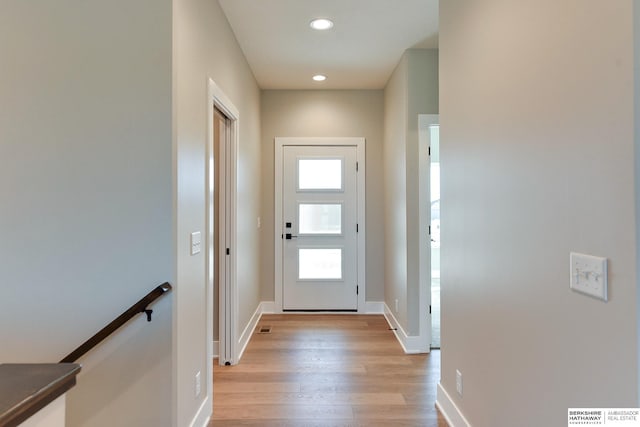 entryway with light wood-type flooring