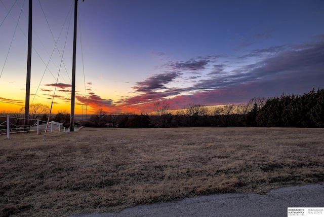 view of yard at dusk