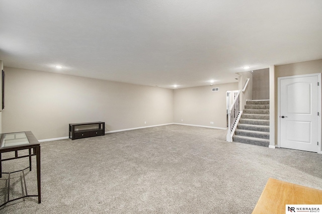 basement with carpet