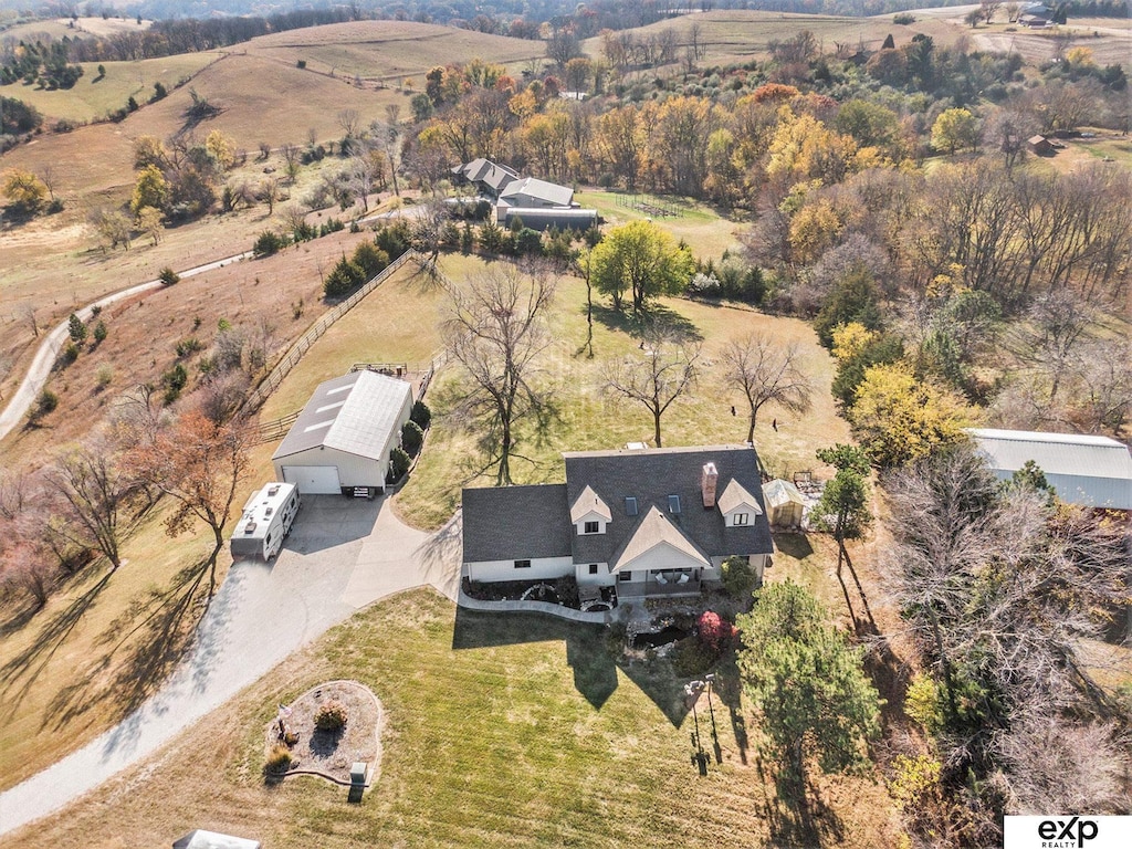 drone / aerial view with a rural view