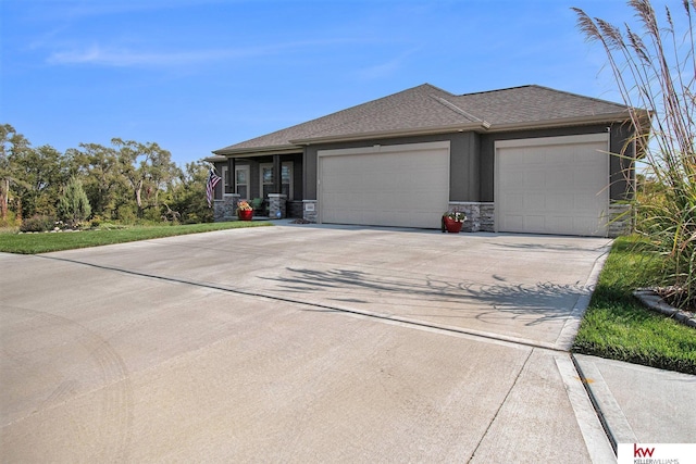 prairie-style house with a garage