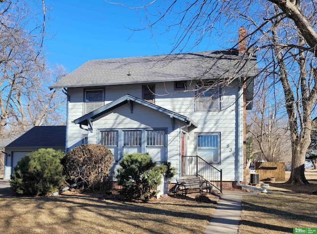 view of front of home with central air condition unit