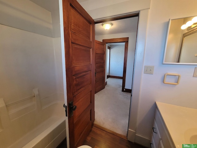 bathroom featuring vanity and a bathing tub