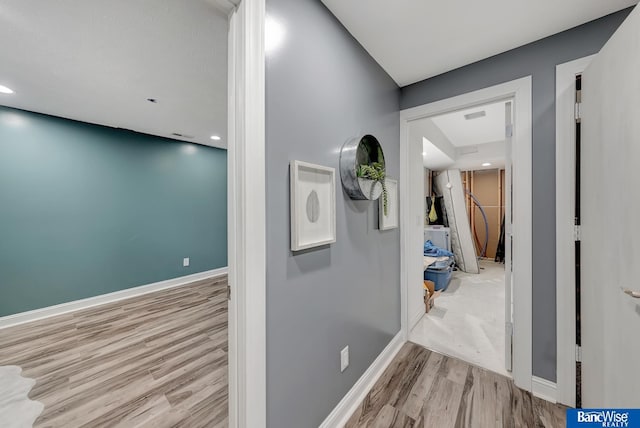 hall featuring light hardwood / wood-style floors