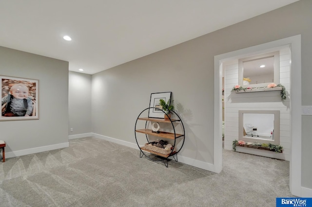 sitting room with light carpet