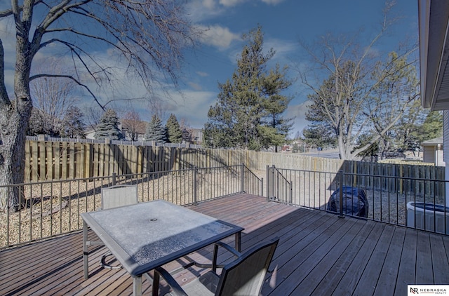 wooden terrace with central air condition unit